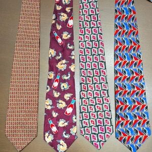 BROOKS BROTHERS, TOM JAMES, JE SUIS Stylish Multicolor Men's Ties Set Of 4